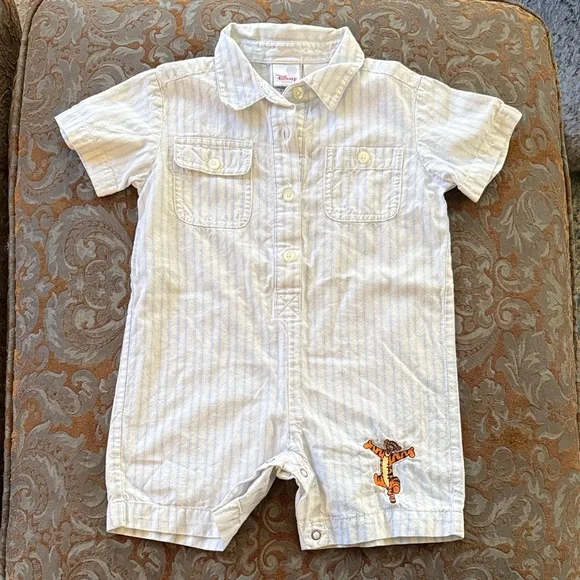 Disney Cream Button-Up Romper with Tigger - Picture 1 of 5
